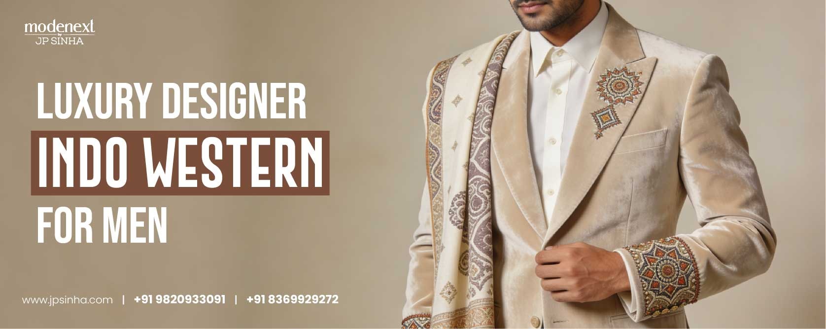Luxury Designer Indo-Western For Men -ModeNext By JP Sinha