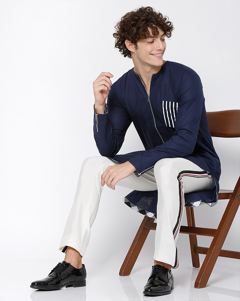 Round Neck Zipper Kurta