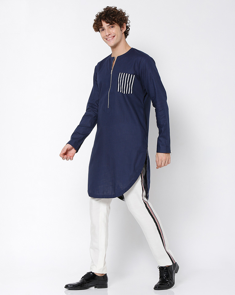Round Neck Zipper Kurta
