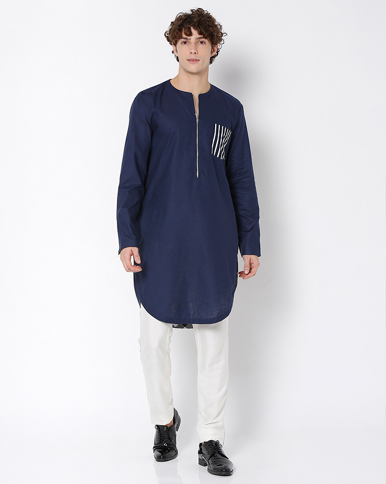 Round Neck Zipper Kurta