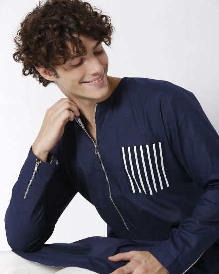 Round Neck Zipper Kurta 